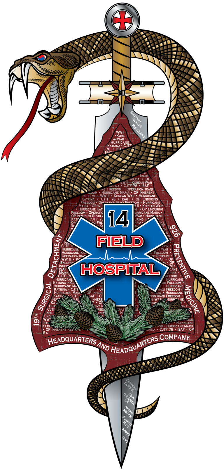 14th Field Hospital Back Print - 16 colors.